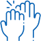Hands reaching upward with sparkles, symbolizing dental care and wellness