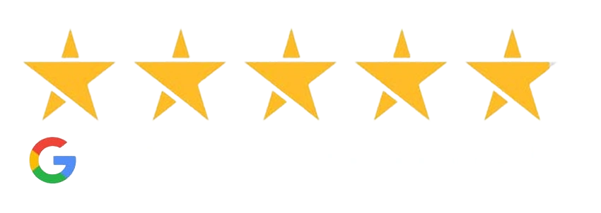 Five gold stars with Google logo, representing customer ratings for Rockville Centre for Dentistry.