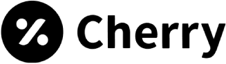 Cherry logo with percent symbol on black circle next to company name text.