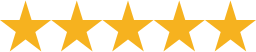 Five gold stars arranged horizontally representing a five-star rating or review.